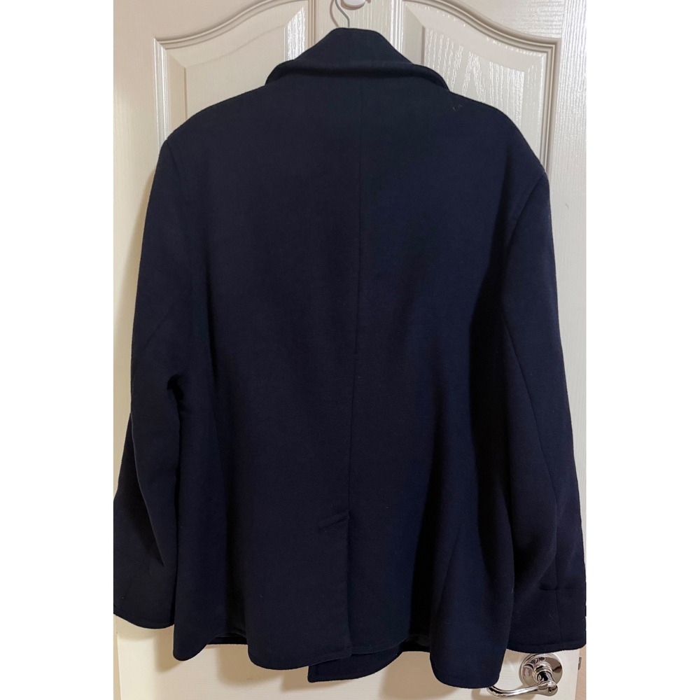 Lands' End Men Navy Wool Blend Double Breasted Peacoat Jacket Fall Winter Large - Picture 8 of 8